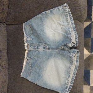 High waisted shorts jean 90s 2000s Y2K size ten vintage raw edge faded glory